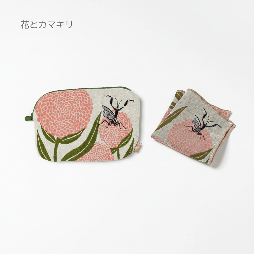 moritaMiW 花與蟲主題｜小扁袋與手巾組