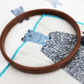 楠橋紋織刺繡細節，繡框中的動物圖樣
